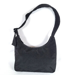Baggu Nylon Adjustable Strap Zip Shoulder Bag Black Sustainable Minimalist Y2K